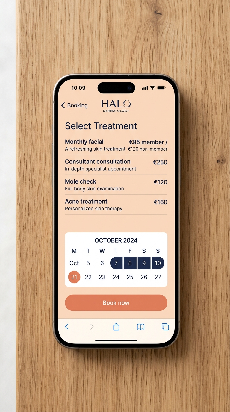 HALO app booking