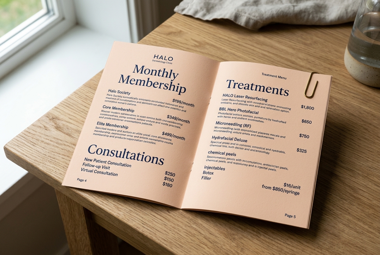 HALO treatment menu